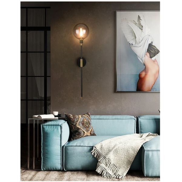 Home Bedside Wall Light Fixtures Black Iron Glass Ball Wall Lamps(WH-VR-152)