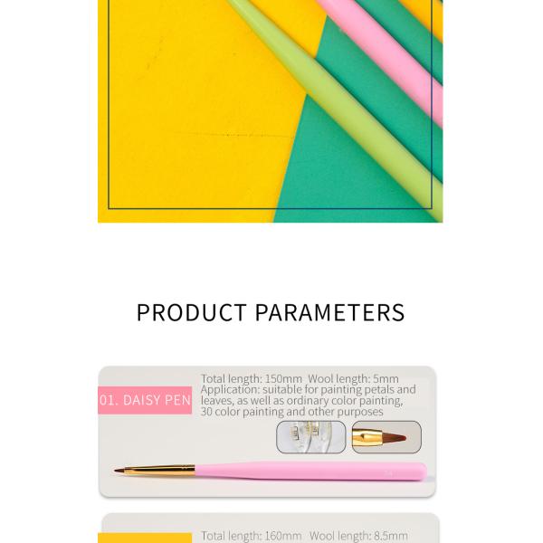 Synthetic Nylon Hair Gel Nail Art Brush 6pcs Nail Art Drawing Pen