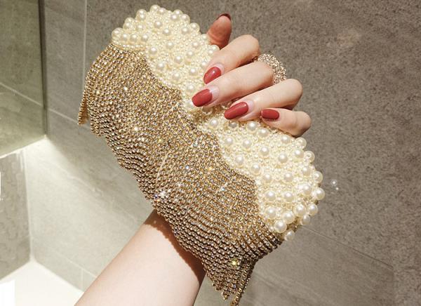 Girl's dinner clutch shiny diamond combo lightweight style evening bag