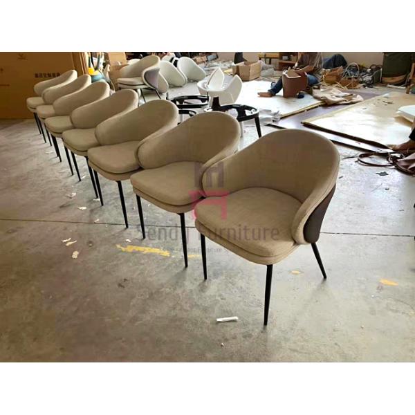 Black Metal Frame Restaurant Dining Chair Leather / Fabric Upholstered Durable