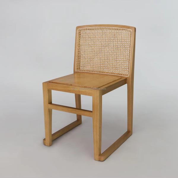 Solid Wood Dining Chairs U Stackable Rattan Backrest Furniture for Hotel Restaurant NO Folded Furniture Finish Nitrolacquer