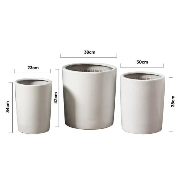 Modern home decoration indoor outdoor large size planter gardening white cylinder big ceramic plant flower pot for decor