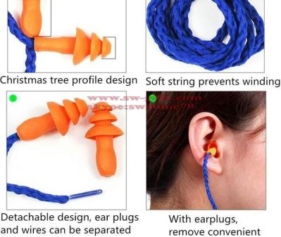 Soft Silicone Corded Ear Plugs ears Protector Reusable Hearing Protection Noise Reduction Earplugs Earmuff
