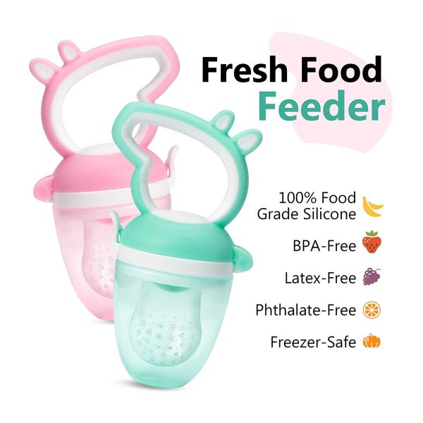Baby Fresh Fruit Food Feeder Nipple Pacifier，Training Infant Massage Teething, Food Grade Silicone Pouches Soft Safe