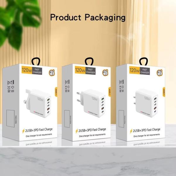 Yeestep E-bike 120W Wall Charger 3USB + 2C Plastic Fast Charging Adapter for Android Phones EU/UK/US
