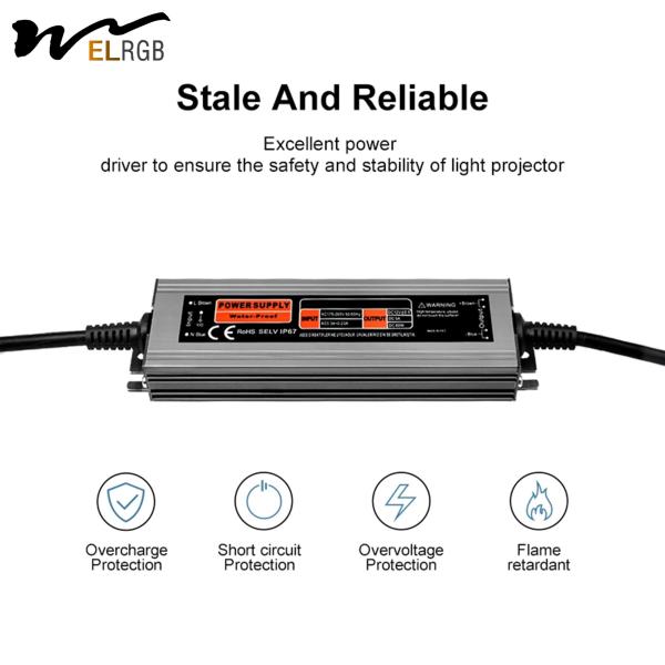 IP67 Smps Transformer LED Strip Light Parts 200W Switching Power Transformer
