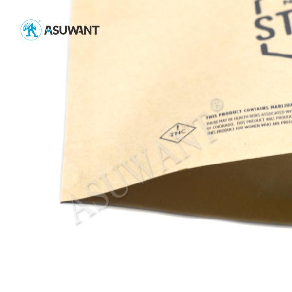 China Supplier Stand Up Mylar Biodegradable Child Proof Zipper Locking Medication Kraft Paper Bag For Cookies