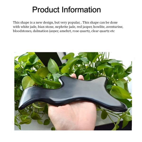 Black Large Bian Stone Gua Sha Lymphatic Drainage Massage Tool for Neck Back Shoulder Waist Buttock Body Therapy Massager Tools