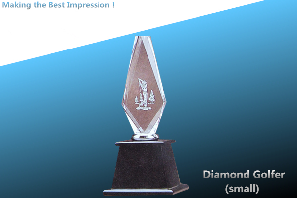 crystal trophy/crystal awards/decoration crystal/crystal golfer award/golfer trophy
