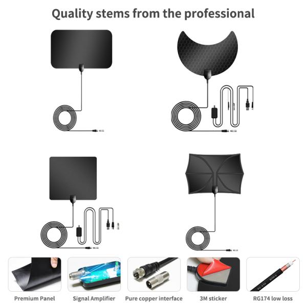 Внутренний HDTV Бесплатный просмотр Активная Малайзия Роторный корабль Спутниковая цифровая телевизионная антенна с усилителем