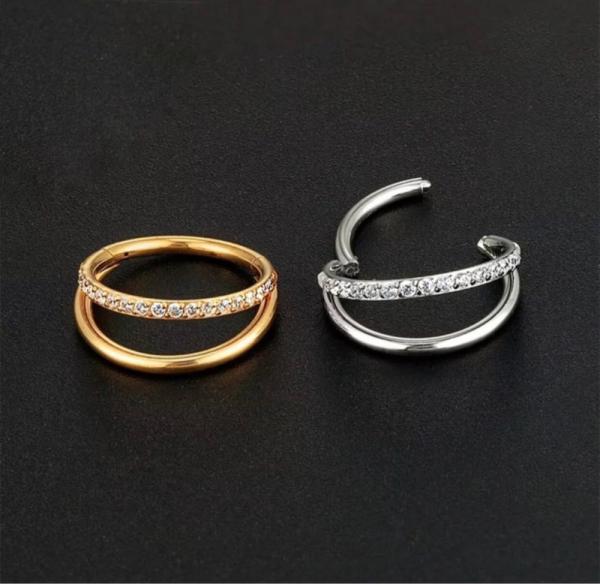 Double Layers Titanium Nose Jewelry Earring Piercing Nose Ring Gold F136 Hinged Segment