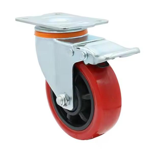 4 Inch Medium Flat Casters Hot Sale Swivel And Brake Top Plate Casters Made of Durable Steel Various Industrial