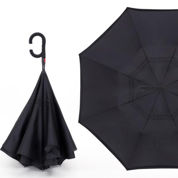Unbreakable Windproof Double Layer Umbrella Customized Logo Printing with Rubber C Handle