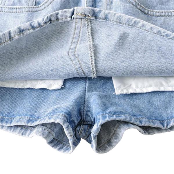 Short élevé de denim de taille de cru européen d'été adapté aux besoins du client par usine