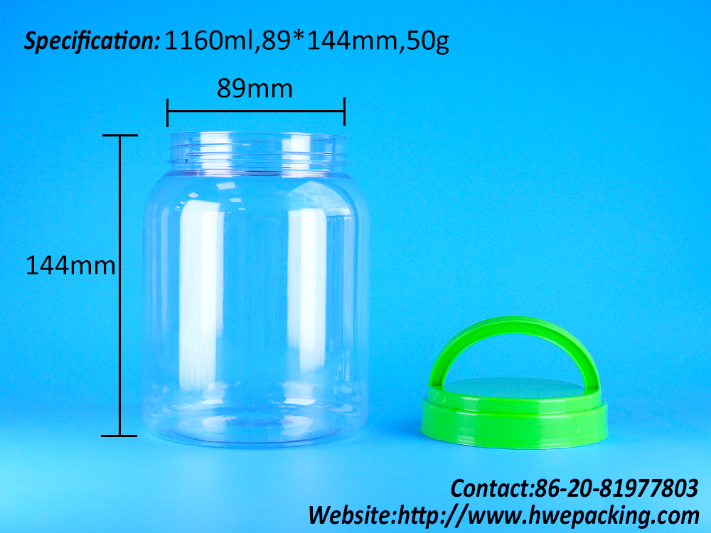 Transparent Food Loading Cotton Candy Butter Cookie PET Round Plastic Jar Screw Cap
