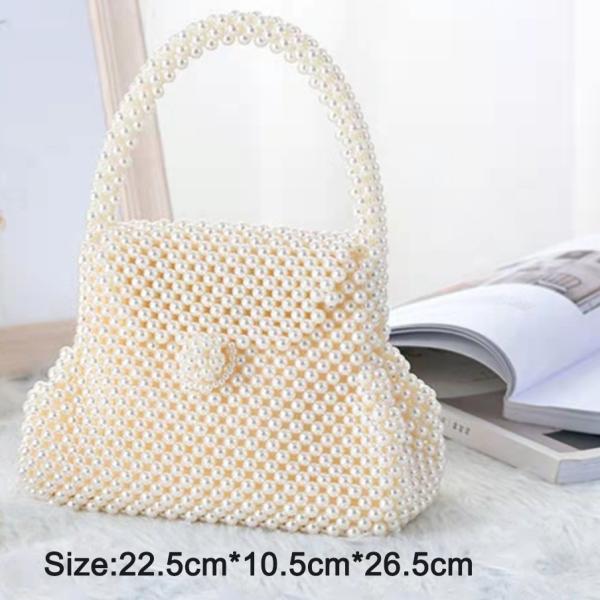 Dinner Pearl Hand Bags White Color 22.5cm×10.5cm×26.5cm for ladies