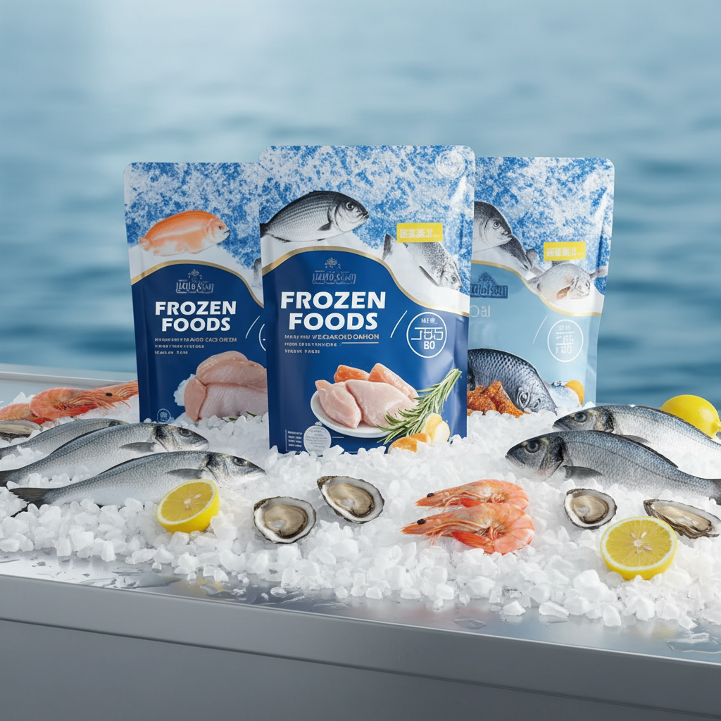 Custom PE Stand up Zipper Pouches with Offset Printing for Frozen Seafood & Poultry Freshness Preservation (Disposable)
