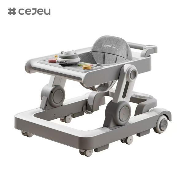 QRBB-866,baby walker,2 in 1 3 Height adjuster Wheel*6 Brake/Music/Toys Safety anti fall stripSeat cushion: linen Silent