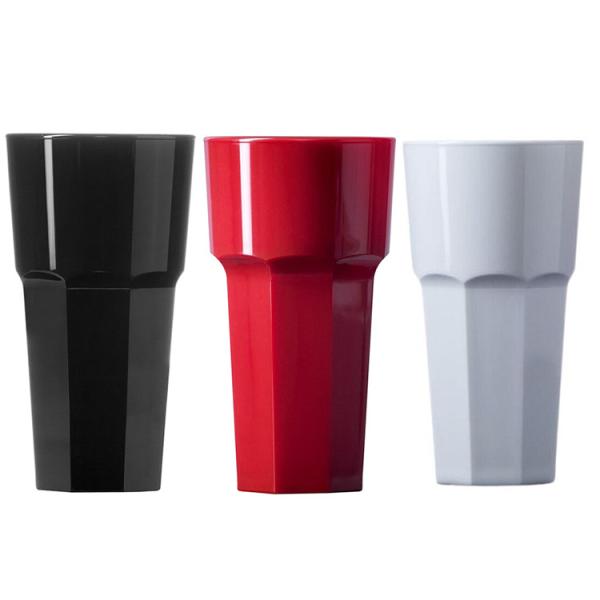 Tall Hiball Polycarbonate Plastic Tumbler Glasses 14oz Red Black White
