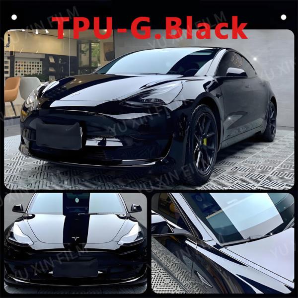 TPU PPF Gloss Black Car Paint Protection Film 7.5mil Thick Self Healing Lubrizol Material