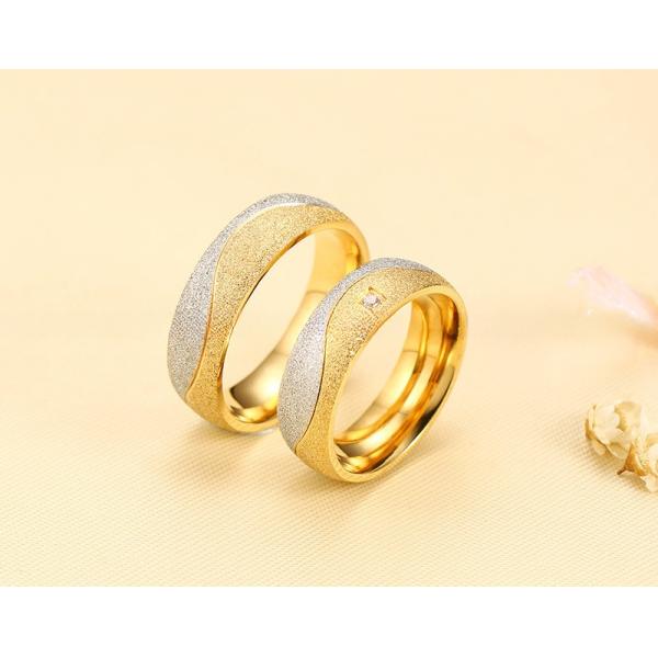 Anillos de acero inoxidable con forma de galaxia de diamante, chapados en oro de 18 quilates y plata, dos tonos, arenados