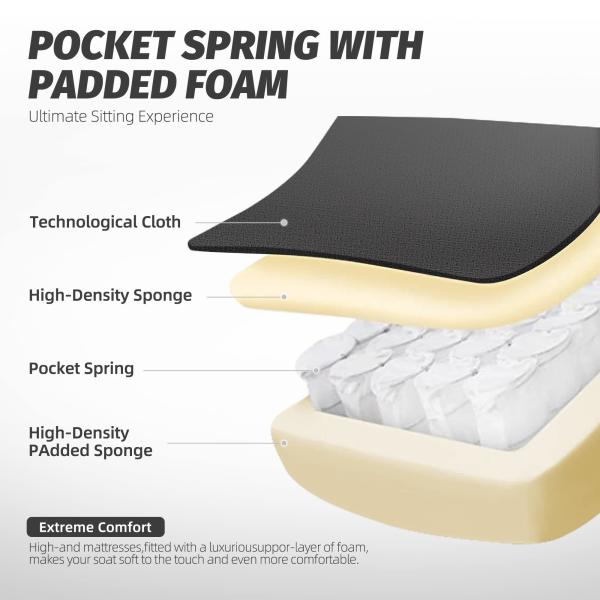 Office Gaming Chair with Pocket Spring Cushion and 4D Armrests Adjustable Height