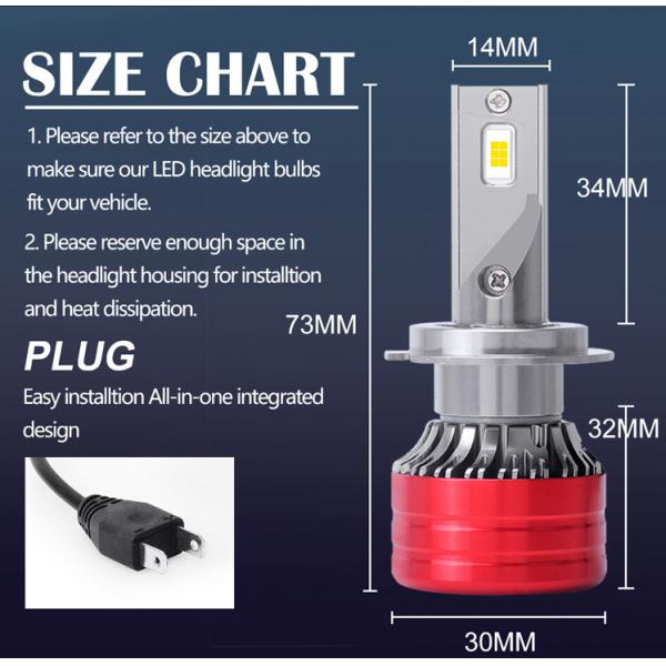 1 Copper 38W Red Casing H7 H11 H4 Universal For Car Headlight LED Bulbs