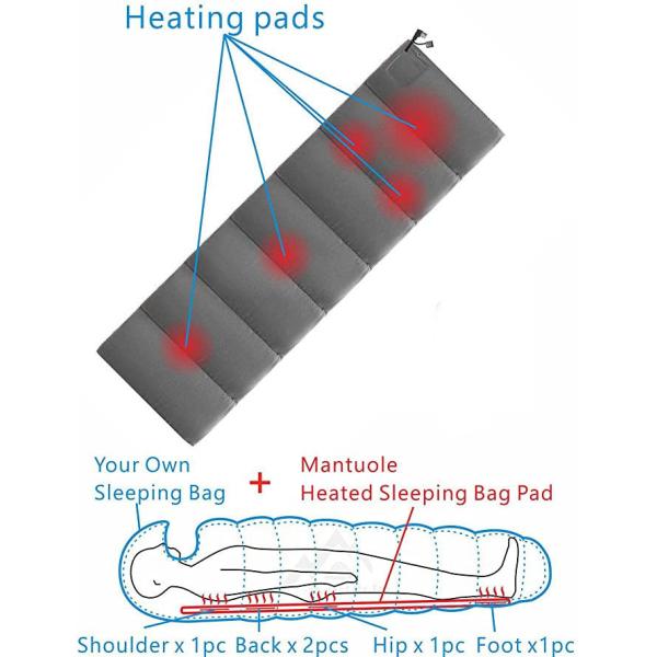 USB Graphene Electric Heated Pad Sleeping Bag For Camping 195×75cm Size