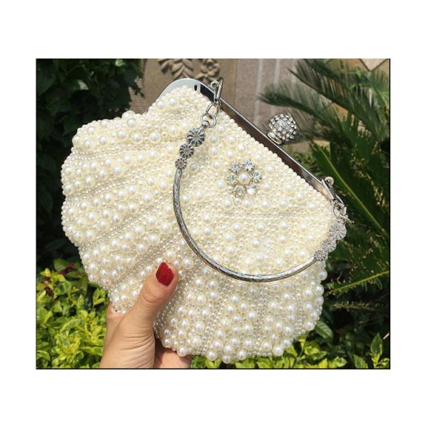 Shell pearl handmade string beads diamond slung over shoulder dinner evening bride retro dress cheongsam wedding bags