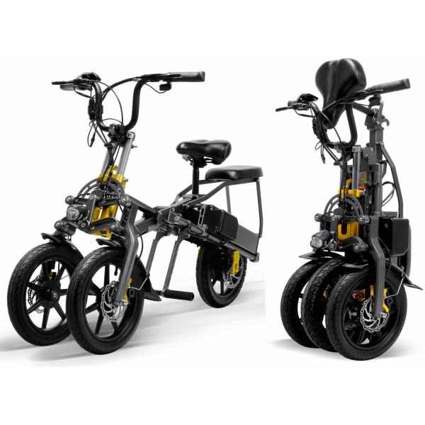 Nas rodas da parte dianteira 2 da venda bicicleta elétrica dobrável motorizada do triciclo