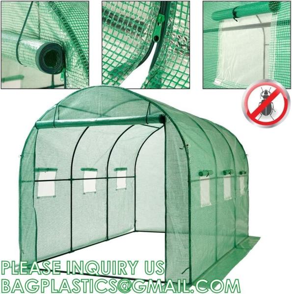 Portable Plant GreenHouse Zippered Door Windows, Galvanized Steel Hoops, Glass Greenhouse, Polycarbonate Greenhouse