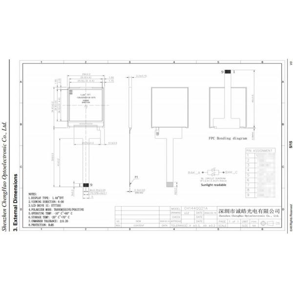1.44 дюймовый Tft Screen Lcd Display Модуль 128x128 Разрешение 9 штифтов