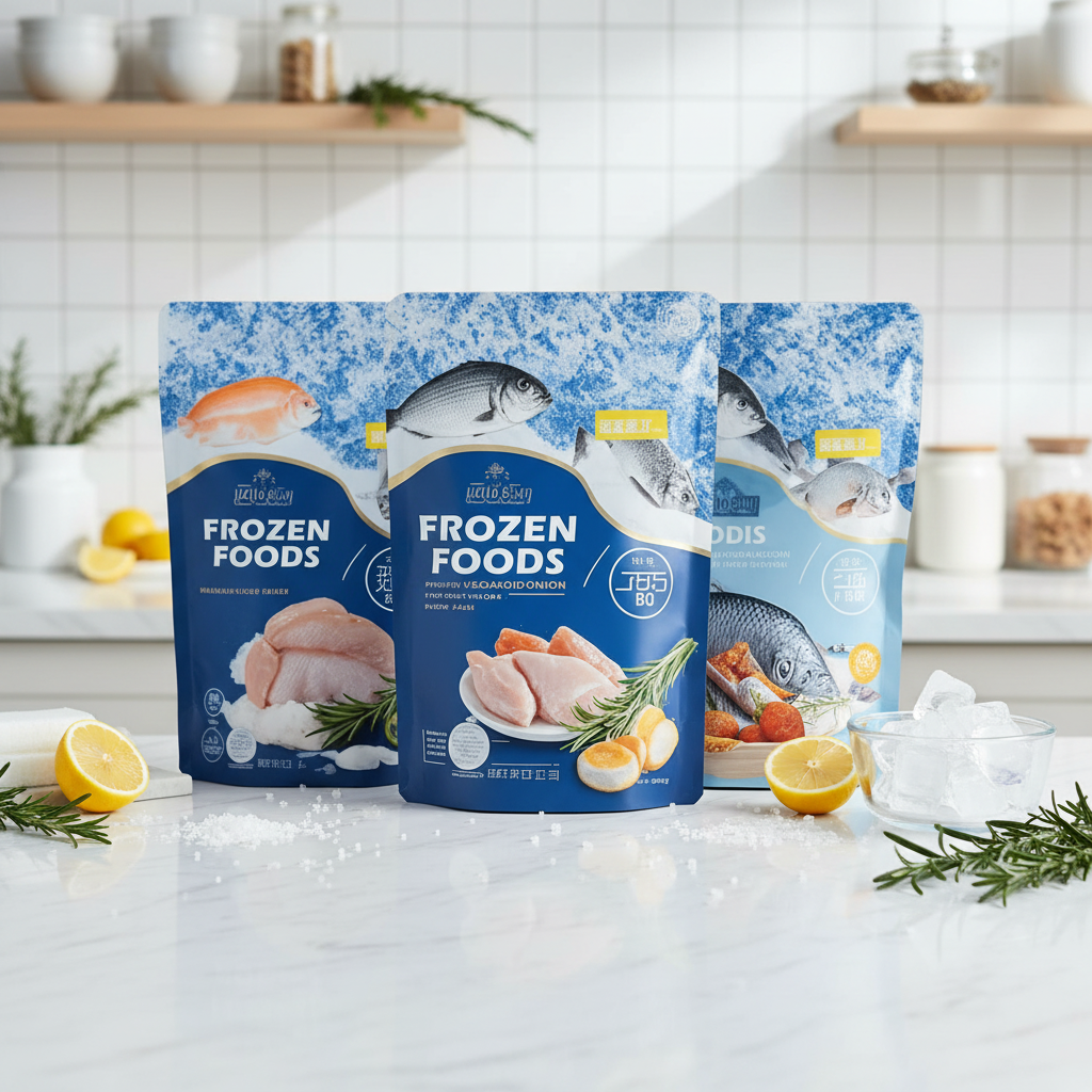 Custom PE Stand up Zipper Pouches with Offset Printing for Frozen Seafood & Poultry Freshness Preservation (Disposable)