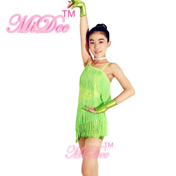 Latin Dance Competition Costumes Sequined Bodice Sensational One Shoulder Fringe Dress