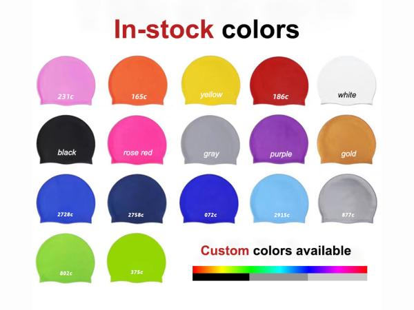 Customizable Logo Colors Silicone Swim Cap 17 In-Stock Colors Flexible Customization Fast Production