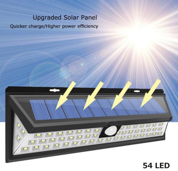 54 LED Lights Waterproof Solar Lights , 120 Degree Wide Angle Solar Powered Garden Lights