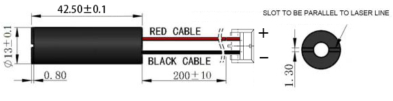 10mrad Beam Alignment Tolerance 15mW Green Laser Module with 1300-1400mm Hair Length