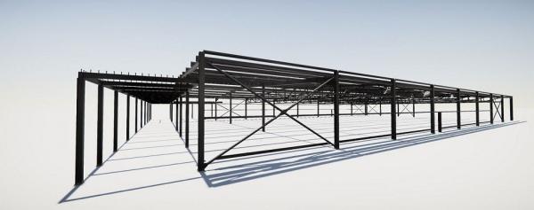 Structural Steel Storage Warehouse With 3-20T Cranes