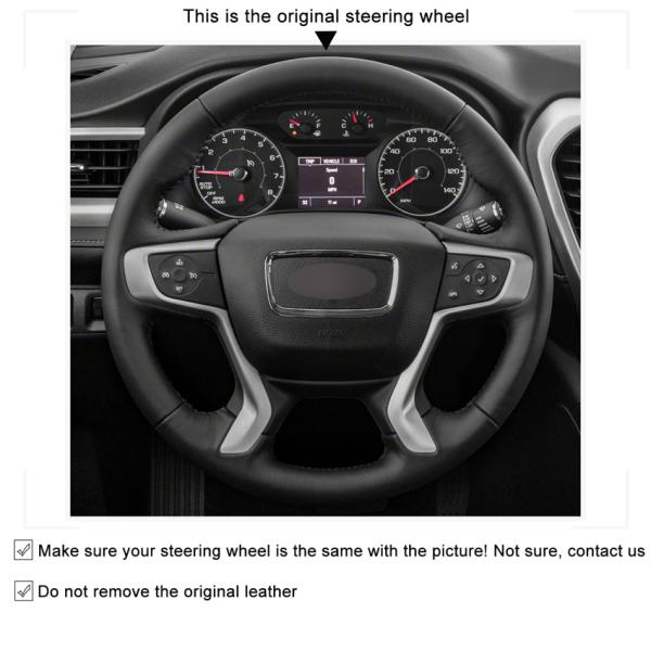 Hand Sewing Soft Suede Steering Wheel Cover for GMC Acadia 2017-2022 Canyon 2015 2016-2021 Terrain 2018 2019 2020-2022