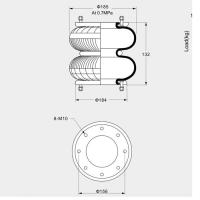 Atuador 168132H-2 Airsustech Max Safe Height da mola de ar dos TS 16949 151 milímetros
