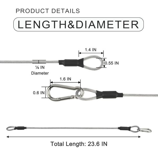 Stainless Steel Wire Rope Sling Safety Cable Sling with Carabiner Lock