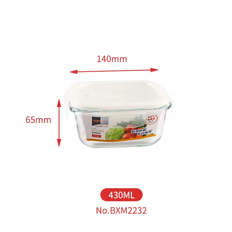 Hot Selling Kitchen Use Food Storage Container Box Transparent Glass Organizers Portable Bento Box with Lids