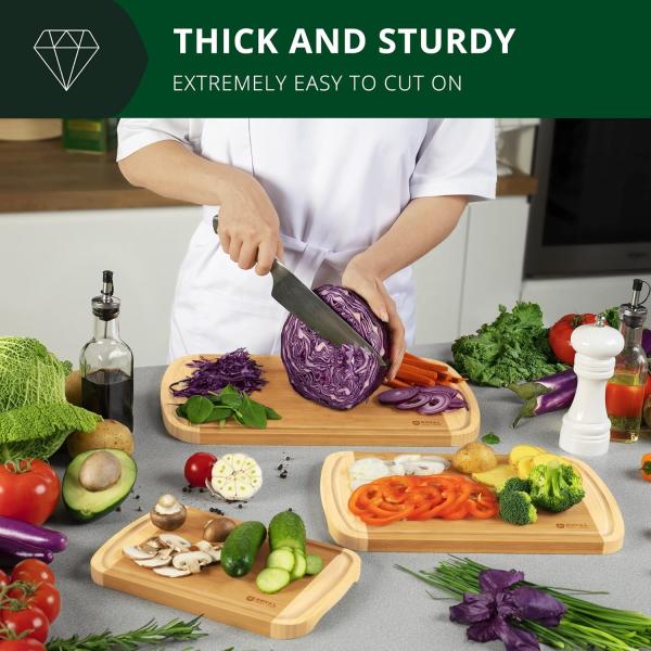 Rectangle Bamboo Wood Cutting Board Set With Kitchen Accessories Included
