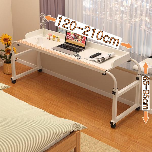 Wooden Portable Desk Adjustable Lazy Cross Bed Table with Wheels for Modern Home Furniture in Bedroom
