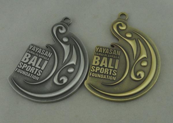Double sides 3D Bali Sports Die Cast Medals , Antique Brass And Antique Silver Plating