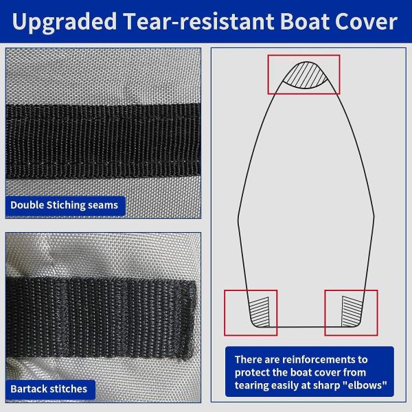 Boat Cover 800D Marine Grade Polyester Canvas Trailerable Full Size Boat Cover for V-Hull Runabouts Outboards