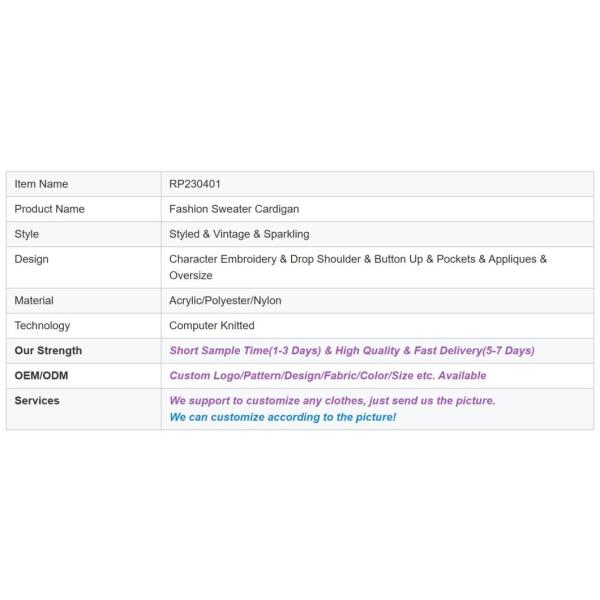                  Designer Women Chunky Sweater Cardigan Autumn Winter Drop Shoulder Button Front Embroidery Loose Knit Cardigan Sweater Coat             