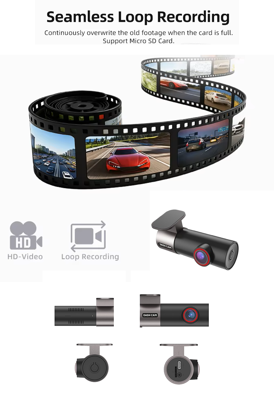 1296P HD Car Dash Cam Built In WiFi Dash Camera /  G Sensor Car Camera For Parking Monitor