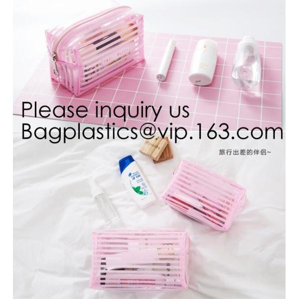 Clear Zipper Pouch with Strap Makeup Bag PVC Cosmetic Pouch,Printing Clear Zip lockk Cosmetic PVC Pouch, bagease, bagplast