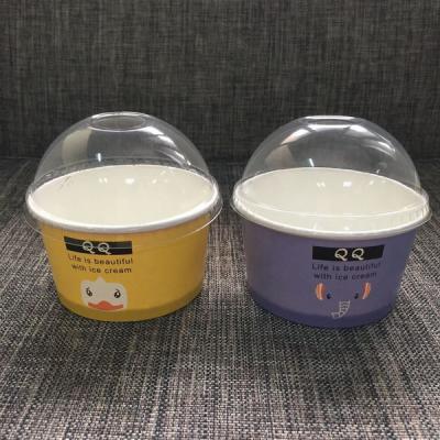 Copos de sorvete de papel com logotipo personalizado de 16 onças com tampas de papel